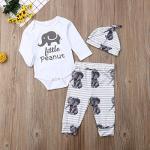 3Pcs Newborn Baby Boy Girl Elephant Outfits Long Sleeve Little Peanut Romper Bodysuit+Leggings Pants+Hat Fall Winter Clothes (3Pcs Elephant Set, 6-12 Months) from 