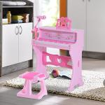 Qaba 37-Key Kids Princess Electronic Piano Toddler Toy Keyboard with Stool, MP3, Record, Light and Microphone for 4-9 Years, Pink by Aosom LLC