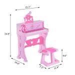 Qaba 37-Key Kids Princess Electronic Piano Toddler Toy Keyboard with Stool, MP3, Record, Light and Microphone for 4-9 Years, Pink by Aosom LLC