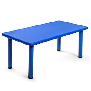 Costzon 47 x 23.5 Inch Rectangular Kids Table, Children School Activity Table for Reading Drawing Dining Playing, Multifunctional Plastic Table w/Steel Pipe, Toddler Furniture for Boys & Girls (Blue) by Costzon