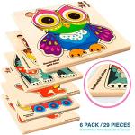 Toddler Puzzles for Kids Ages 2-4 by QUOKKA - 6 Wooden Puzzles for Toddlers 1-3 Years Old â Wood Toys for Learning Animals - Gift Educational Game for Boy and Girl 3-5 by Adducate Ukraine LLC