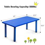 Costzon 47 x 23.5 Inch Rectangular Kids Table, Children School Activity Table for Reading Drawing Dining Playing, Multifunctional Plastic Table w/Steel Pipe, Toddler Furniture for Boys & Girls (Blue) by Costzon