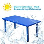 Costzon 47 x 23.5 Inch Rectangular Kids Table, Children School Activity Table for Reading Drawing Dining Playing, Multifunctional Plastic Table w/Steel Pipe, Toddler Furniture for Boys & Girls (Blue) by Costzon