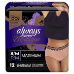Always Discreet Boutique High-Rise Incontinence Underwear Size S/M Maximum Rosy, 12 Count Peach by Always