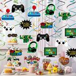 MIAHART 34 Pieces Video Game Party Hanging Swirls Decorations Foil Ceiling Streamers for Video Game Themed Birthday Party Decorations by MIAHART