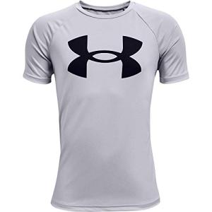 Under Armour Boys' Tech Big Logo Short-Sleeve T-Shirt , Mod Gray Light Heather (011)/Black , Youth Medium by Under Armour Apparel