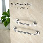 12 Inch Anti Slip Shower Grab Bar, Yuande Chrome Finish Stainless Steel Bath Grab Bar, Knurled Bathroom Safety Rail, Shower Handrail Support, Handicap Elderly Injury Senior Balance Assist Handles by YuanDe
