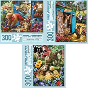 Bits and Pieces - 300 Piece Jigsaw Puzzles for Adults - Value Set of Three (3) - Large Piece 300 pc Jigsaws Designed by Artist Larry Jones - 18â x 24â by Melville Direct