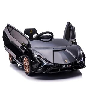 TOBBI 12V Lamborghini Sian Licensed Kids Electric Ride on Car with Remote Control, Battery Powered Motorized Vehicles w/ LED Lights Horn, Black by TOBBI