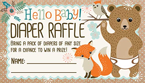 Diaper Raffle Tickets - Botanical - Set of 50 Double-Sided Raffle Cards - Blank Baby Shower Stationery - Fun and Colorful Baby Shower Supplies for Under $15! from Lone Star Art