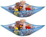 Jumbo Toy Hammock, Blue - Organize Stuffed Animals and Children's Toys with this Mesh Hammock. Great Decor while Neatly Organizing Kid's Toys and Stuffed Animals. Expands to 5.5 feet. (2-Pack) from Handy Laundry