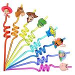 24Pcs Toy Inspired Story Birthday Party Supplies Reusable Drinking Straws,8 Designs Toy Themed Story Party Favors with 2 Cleaning Brush from NITELUO