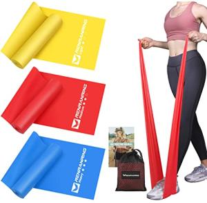 4.9ft Resistance Bands Set - Exercise Bands for Physical Therapy, Yoga, Pilates, Rehab and Home Workout, Non-Latex Elastic Bands Set of 3 from RENRANRING