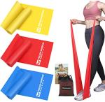 4.9ft Resistance Bands Set - Exercise Bands for Physical Therapy, Yoga, Pilates, Rehab and Home Workout, Non-Latex Elastic Bands Set of 3 from RENRANRING
