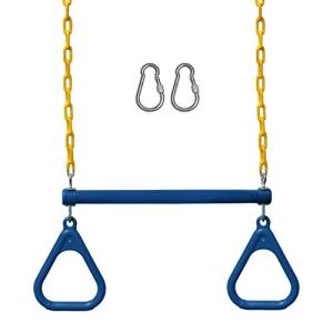 Jungle Gym Kingdom Swing Sets for Backyard, Monkey Bars & Swingset Accessories - Set Includes 18" Trapeze Swing Bar & 48" Heavy Duty Chain with Locking Carabiners - Outdoor Play Equipment (Blue) by Jungle Gym Kingdom
