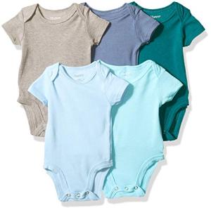 Hanes baby boys Ultimate Flexy 5 Pack Short Sleeve Bodysuits Bodystocking, Blues, 12-18 Months US by Hanes