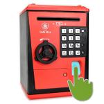 Lyght Kids Safe Box with Fingerprint Code, Talking Piggy Bank, ATM Savings Bank for Real Money, Great Toy Gift for Children(Black/Red) from Shenzhen Like Electronic Co.,Ltd