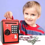 Lyght Kids Safe Box with Fingerprint Code, Talking Piggy Bank, ATM Savings Bank for Real Money, Great Toy Gift for Children(Black/Red) from Shenzhen Like Electronic Co.,Ltd