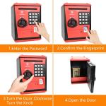 Lyght Kids Safe Box with Fingerprint Code, Talking Piggy Bank, ATM Savings Bank for Real Money, Great Toy Gift for Children(Black/Red) from Shenzhen Like Electronic Co.,Ltd