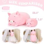 AIXINI 23.6 inch Cute Pink Pig Plush Stuffed Animal Cylindrical Body Pillow,Super Soft Cartoon Hugging Toy Gifts for Bedding, Kids Sleeping Kawaii Pillow by AIXINI