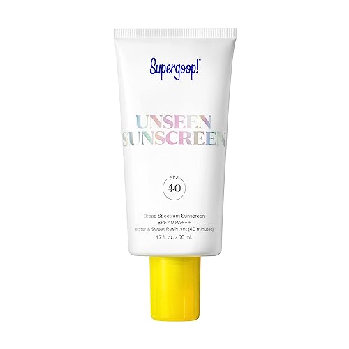 Supergoop! Unseen Sunscreen, 1.7 oz - SPF 40 PA+++ Reef-Friendly, Broad Spectrum Face Sunscreen & Makeup Primer - Weightless, Invisible, Oil Free & Scent Free - Beard Friendly - For All Skin Types by Supergoop!