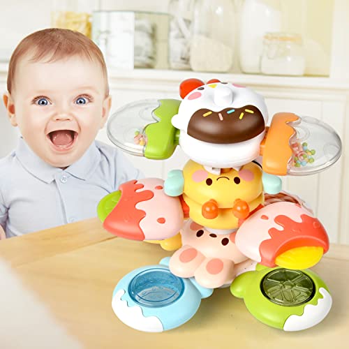12 PCS DIY Stackable Suction Cup Spinner Toys Baby Toys 12-18 Months Sensory Toys for Toddlers 1-3 - Baby Gifts Idea by TOHIBEE