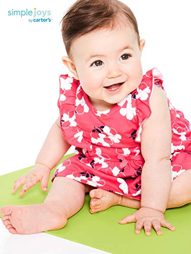 Simple Joys by Carter's Baby Girls' 3-Pack Romper, Sunsuit and Dress, Mint Cherries/Navy Stripe/Pink Floral, 0-3 Months from Carter's Simple Joys - Private Label