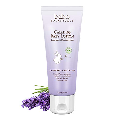 Babo Botanicals Calming Lotion with French Lavender and Organic Meadowsweet, Non-Greasy, Hypoallergenic, Vegan, for Babies, Kids or Sensitive Skin - 8 oz. by Babo Botanicals