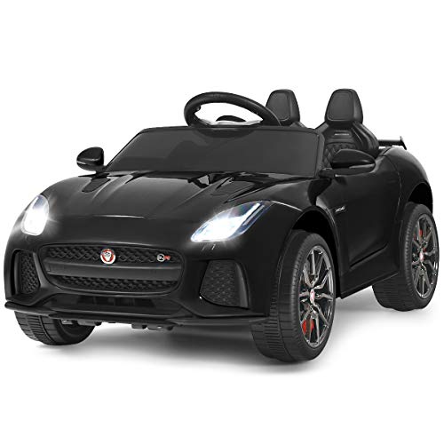 Costzon Ride on Car, 12V Licensed Jaguar F-Type SVR Battery Powered Ride on Toy w/ Remote Control, Front/Rear Lights, MP3, Music, 3 Speeds, Spring Suspension, Electric Vehicle for Kids (Black) from Costzon