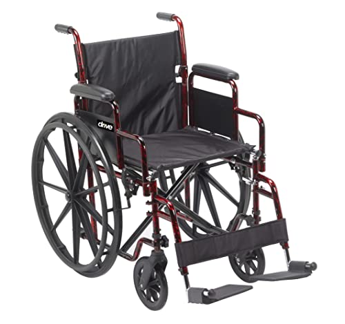 Drive Medical RTLREB18DDA-SF Rebel Lightweight Wheelchair with Swing-Away Footrest, Red by Drive Medical