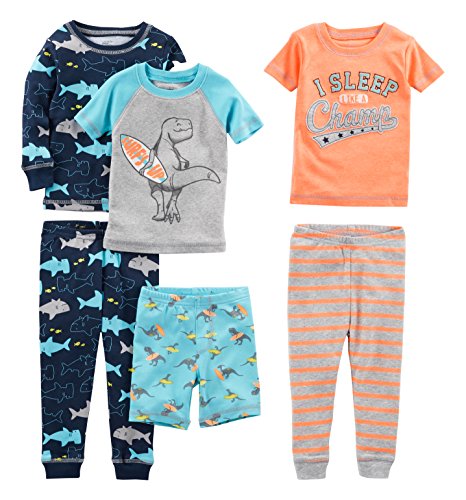 Simple Joys by Carter's Baby Boys' Toddler 6-Piece Snug Fit Cotton Pajama Set, Shark/Champ/Surf, 5T from Carter's Simple Joys - Private Label