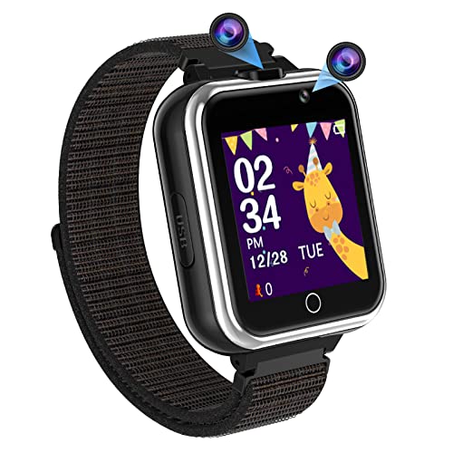 VOLGA Games Smart Watch for Kids, 1.54'' HD Touch Screen Toy Smart Watch with Dual Cameras,24 Puzzle Games,Video Music Player,Pedometer Smartwatch for Boys and Girls 4-12 Years Old Gift(Black) from Volga