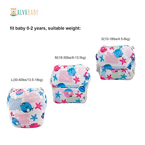 ALVABABY Baby Swim Diapers 2pcs One Size Reuseable Washable & Adjustable for Swimming Lesson & Baby Shower Gifts Baby Boy Girlï¼ Fish & Sailboat, Large)ZSW09-10-DA from Alvababy
