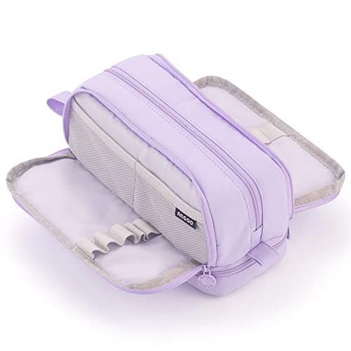 CICIMELON Large Capacity Pen Pencil Case with 4 Compartments, Multi-Slot Pencil Pouch Pen Bag Aesthetic School Supplies Organizer for Teen Girls, Women, Adults (Purple) from ANGOO