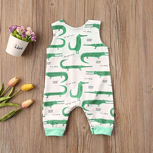 jiaoutky Newborn Infant Baby Boy Girl Clothes Dinosaur Sleeveless Romper One-Piece Bodysuit Jumpsuit Outfits Clothing (Crocodile, 12-18 Months) from jiaoutky