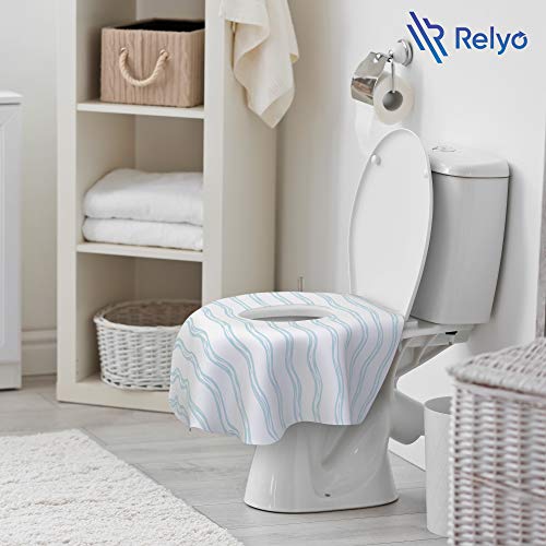 Toilet Seat Covers Disposable - 20 Pack - Waterproof, Ideal for Kids and Adults â Extra Large, Individually Wrapped for Travel, Toddlers Potty Training in Public Restrooms (Waves, 20) by Relyo