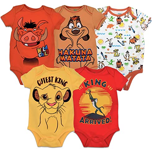 Disney Lion King Baby Boys 5 Pack Short Sleeve Bodysuit 3-6 Months from Bentex Group, Inc.