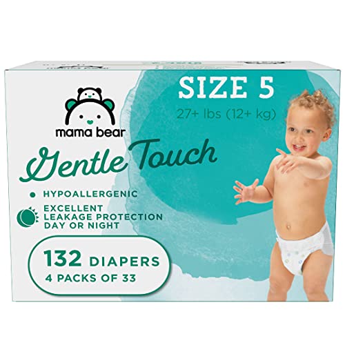 Amazon Brand - Mama Bear Gentle Touch Diapers, Hypoallergenic, Size 5, 132 Count (4 packs of 33) by Amazon.com Services, LLC