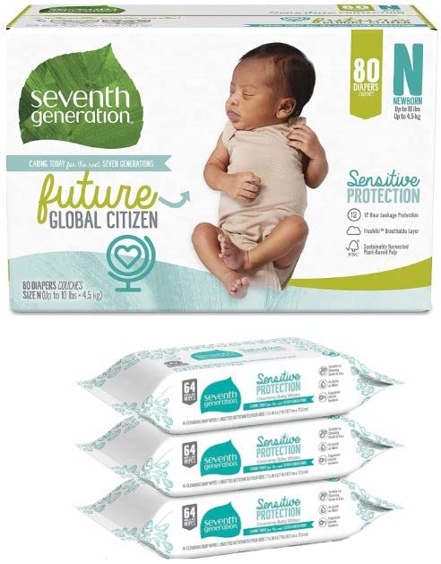 Seventh Generation Baby Diapers, Size Newborn, 80 Count, Super Pack, for Sensitive Skin from AmazonUs/SEVM7