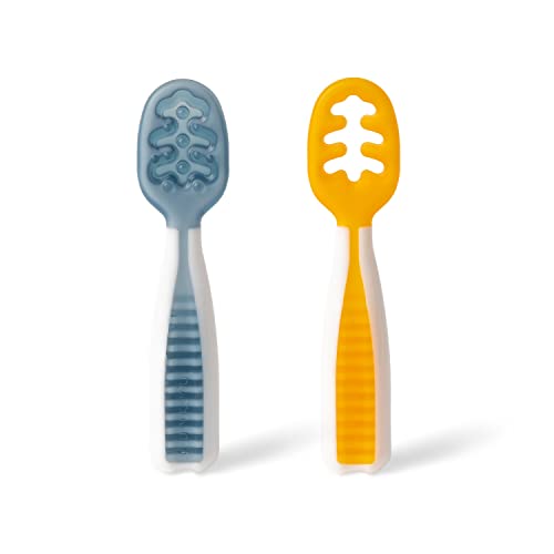 NumNum Pre-Spoon GOOtensils | Baby Spoon Set (First Stage + Second Stage) | BPA Free Silicone Self Feeding Baby + Toddler Utensil | #1 Doctor Recommended Baby Led Weaning Spoon for Kids Ages 6 Months+ from Num Num