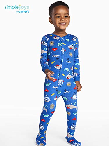 Simple Joys by Carter's Baby Boys' 3-Pack Snug-Fit Footed Cotton Pajamas, Crab/Sea Creatures/Cars, 12 Months from Carter's Simple Joys - Private Label