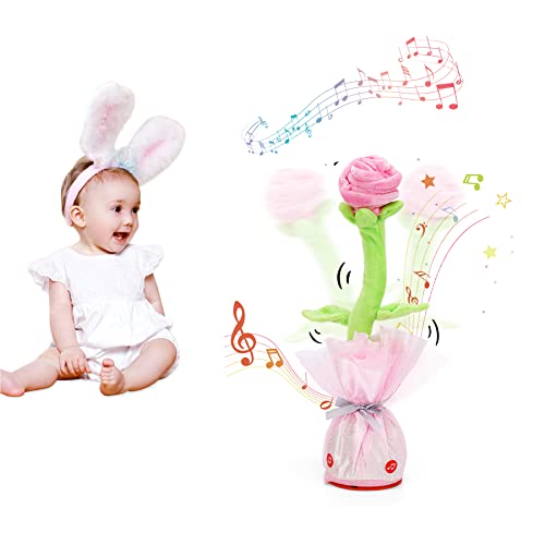 LUKETURE Dancing Talking Toy Flower, Singing Record & Repeating What You Say Tulip Toy Valentine's Day Gifts, Electronic Wiggle Glowing Flower with 60 Songs, Plush Flower Toy for Kids Toddlers Gift from LUKETURE