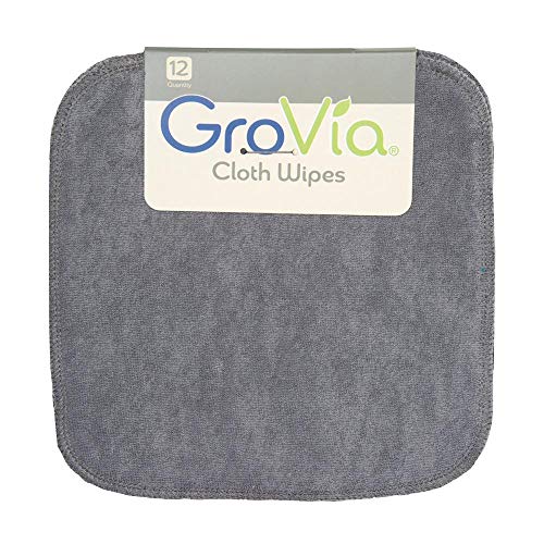 GroVia Reusable Cloth Diapering Wipes, 12 Count, Cloud by GroVia
