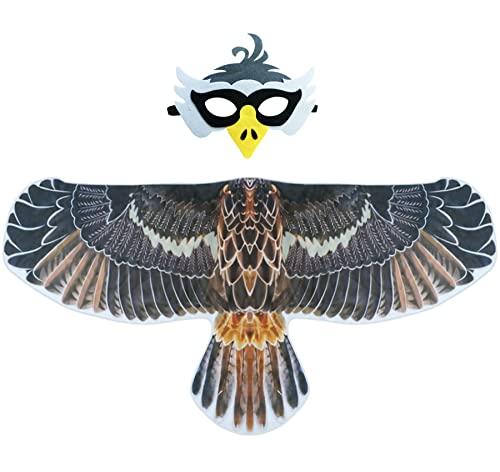 D.Q.Z Kids Bird Wings Dress Up Costume for Boys Girls with Bird Mask Eagle Owl Pretend Play Halloween Party Favors (Gray) by D.Q.Z
