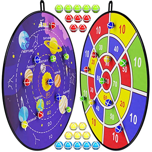 BooTaa 2 Pack 29" Large Dart Board Game Set with 20 Sticky Balls, Indoor/ Sport Outdoor Fun Party Play Games, Boys Girls Toys, Birthday Toy Gifts for 3 4 5 6 7 8 9 10 11 12 Year Old Boys Girls Kids from BooTaa