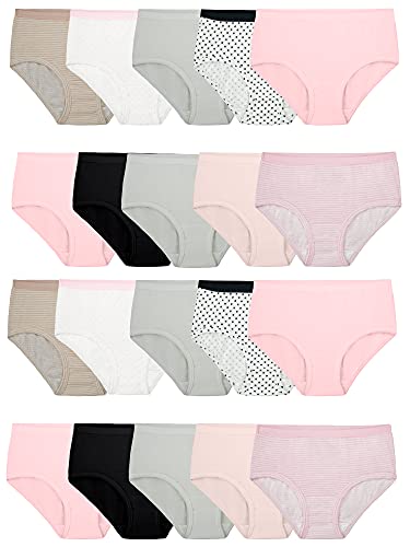 Fruit of the Loom Girls' Cotton Brief Underwear, 20 Pack - Basic Assorted, 10 by Fruit of the Loom