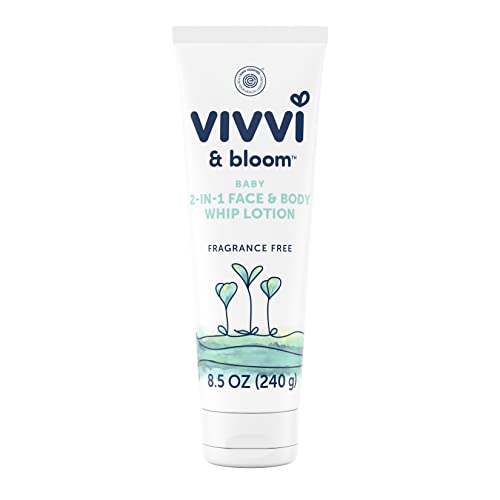 Vivvi & Bloom Gentle 2-in-1 Baby Face & Body Whip Lotion, Hydrates Developing Skin to Help Prevent Dryness for 48 Hours, Formulated without Fragrance & Parabens, Hypoallergenic, 8.5 oz by Johnson & Johnson