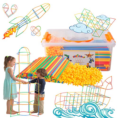 ZoZoplay Straw Constructor STEM Building Toys 400 Piece Straws and Connectors Building Sets Colorful Motor Skills Interlocking Plastic Engineering Toys Best Educational Toys Boy & Girlâ¦ by ZoZoplay