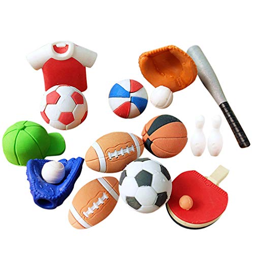 NUOBESTY 50Pcs Random Style Sport Erasers Bulk Funny Sports Ball Erasers Kids Eraser Toy for School Birthday World Cup Party by NUOBESTY