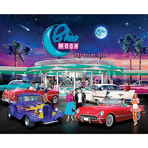 Bits and Pieces - 500 Piece Jigsaw Puzzle for Adults 18" x 24"Â  - Blue Moon Drive in - 500 pc 50's Diner Movie Theater Car Jigsaw by Artist Chris Dobrowolski by Melville Direct